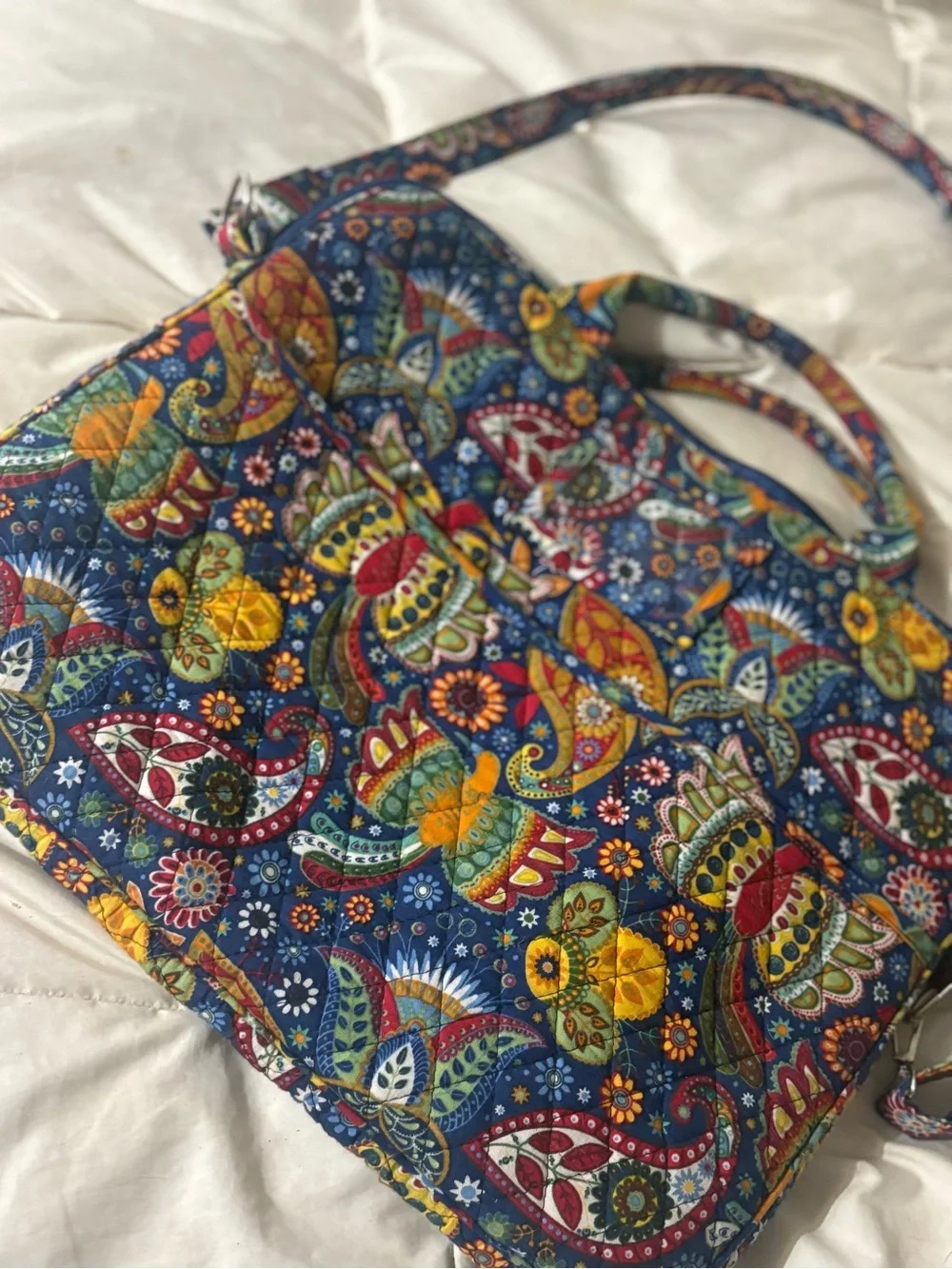 Quilted Floral Paisley laptop bag- Blue